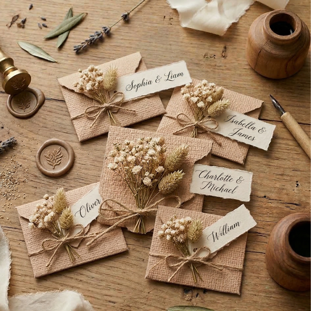 Inviti in stile rustico con carte Manamant